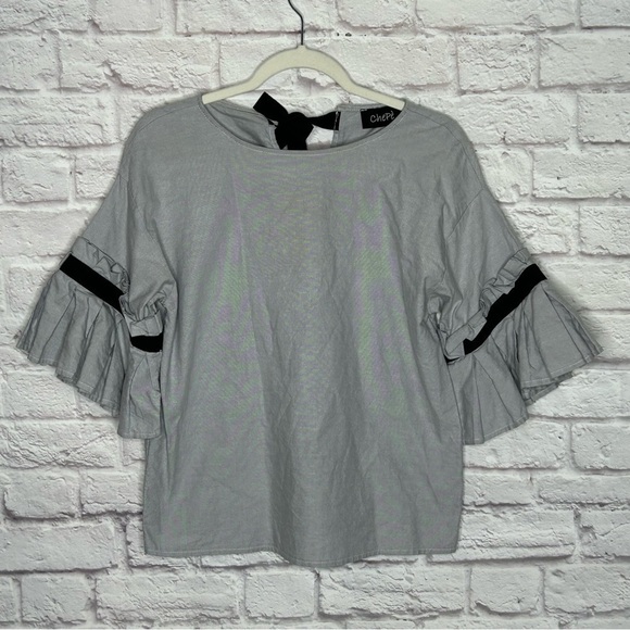 Chepè Blue Ruffle Sleeve 100% Cotton Top - Picture 5 of 16